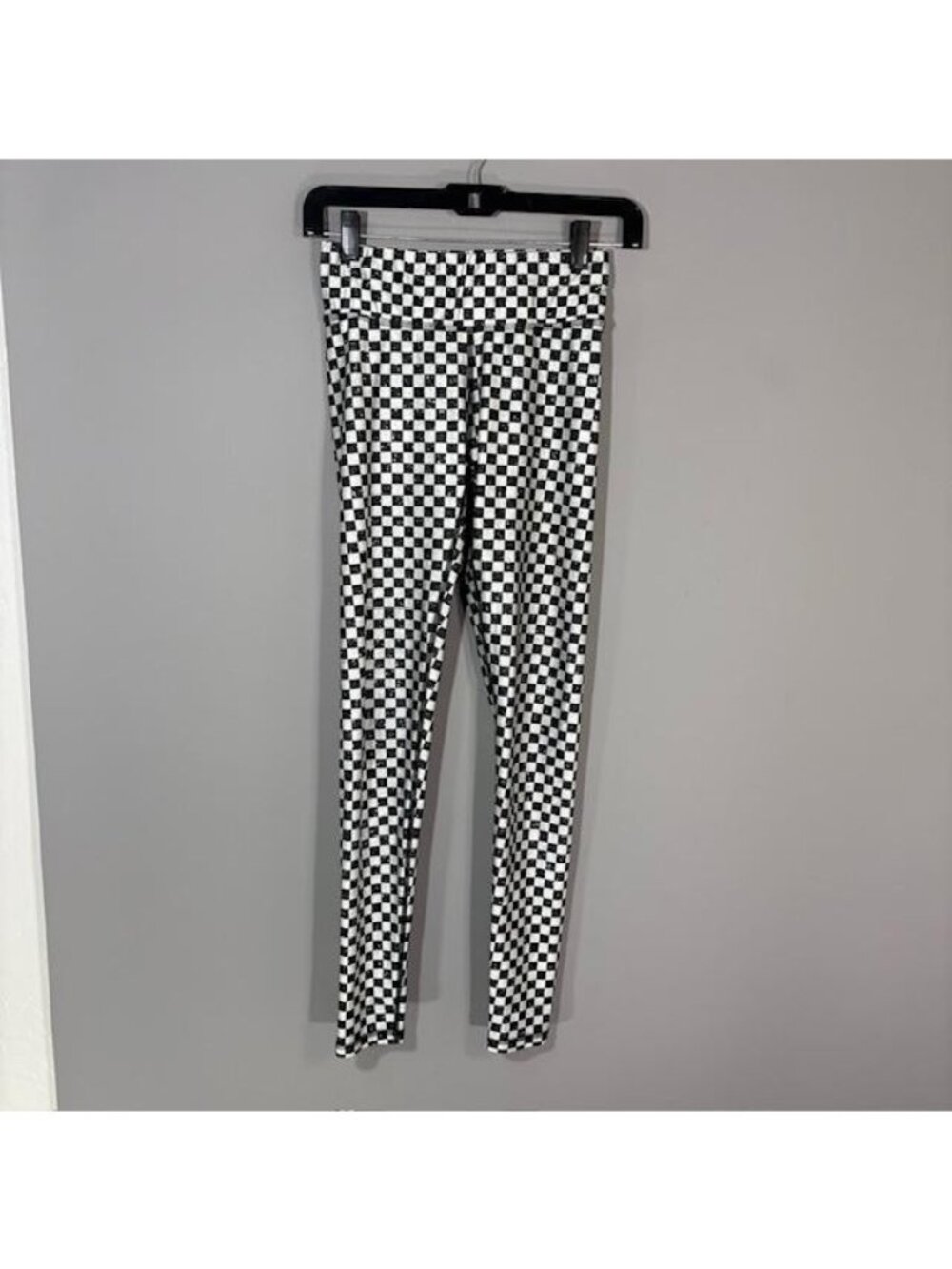 Terez Leggings Womens XS Black Check Print Ankle Yoga Stretch Athletic Pants USA